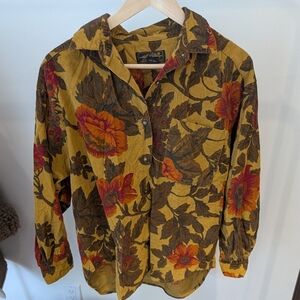 Eddie Bauer Floral Corduroy Blouse